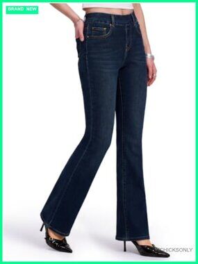 High Rise Pull On Bootcut Jeans Women Stretch Denim Pants